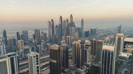 Aerial view of skyscrapers in Dubai, United Arab Emirates. - AAEF01973