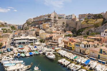 Port Du Vallon Des Auffes, Marseille, Bouches du Rhone, Provence, Provence-Alpes-Cote d'Azur, Frankreich, Mittelmeer, Europa - RHPLF00286