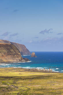 Moai-Köpfe der Osterinsel, Rapa Nui National Park, UNESCO Weltkulturerbe, Osterinsel, Chile, Südamerika - RHPLF00304