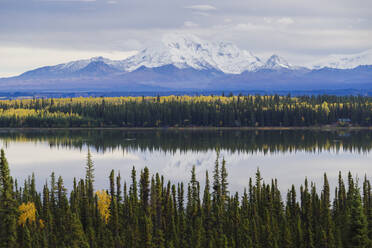 Landschaft des Wrangell-St. Elias-Nationalparks vom Willow Lake aus, UNESCO-Welterbe, Alaska, Vereinigte Staaten von Amerika, Nordamerika - RHPLF00426