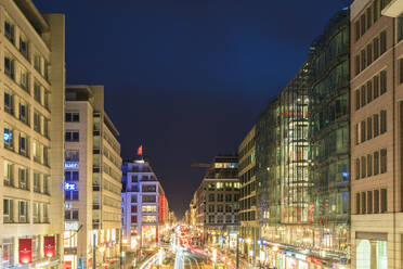 View of Friedrichstrasse at night from above, Berlin, Germany - TAMF02072