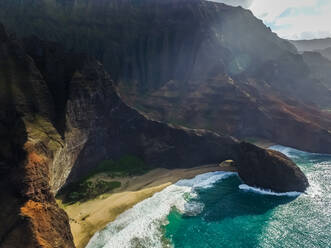 Aerial view of The Nā Pali Coast state Park in Hawaii, USA. - AAEF03051