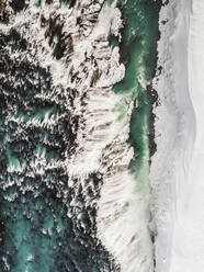 Abstract aerial view of the Ölfusá river in winter in Iceland. - AAEF03082