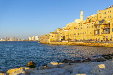 Blick auf die Altstadt von Jaffa und Tel Aviv bei Sonnenuntergang, Tel Aviv, Israel, Naher Osten - RHPLF00507