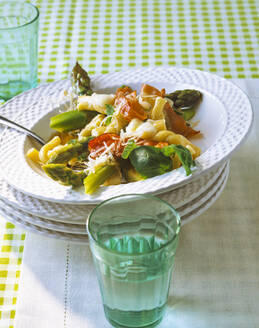 Close-up of healthy food with drinking water at table - PPXF00251