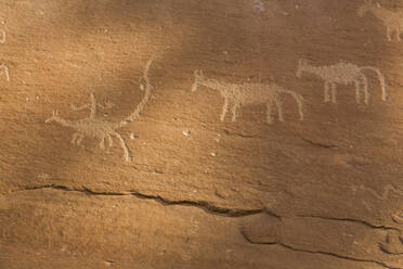 Sand Island Petroglyph Panel, in der Nähe von Bluff, Utah, Vereinigte Staaten von Amerika, Nord-Amerika - RHPLF00657