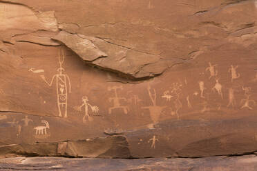 Sand Island Petroglyph Panel, in der Nähe von Bluff, Utah, Vereinigte Staaten von Amerika, Nord-Amerika - RHPLF00660