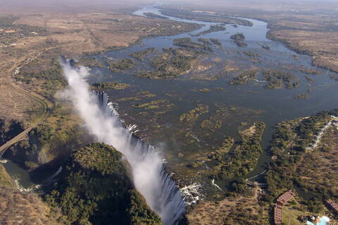 Victoriafälle, UNESCO-Weltkulturerbe, Sambesi-Fluss, an der Grenze zwischen Sambia und Simbabwe, Afrika, lizenzfreies Stockfoto