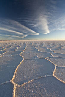 White, translucent salt crystals in the largest salt desert in the world, Salar de Uyuni, Bolivia, South America - RHPLF00970