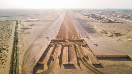 Aerial view of Al Marmoum Camel Racetrack in Dubai, U.A.E. - AAEF03172