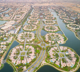 Aerial view of the housing development Jumeirah Islands in Dubai, U.A.E. - AAEF03188