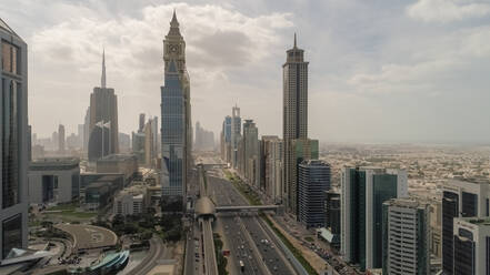 Aerial view of skyscrapers in Dubai, United Arab Emirates. - AAEF03315