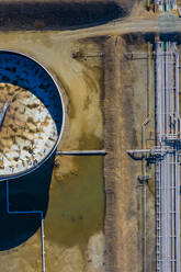 Aerial view of a petro chemical processing plant and storage facilities in early morning light in Lemont, IL in the United States. - AAEF03464