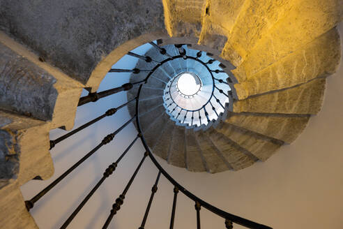 Spiral marble staircase at the Patriarchal Seminary of Venice, Italy, Europe - RHPLF01105