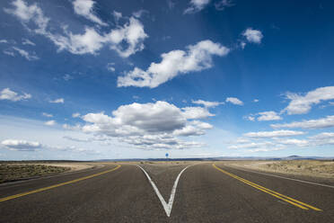 Eine Aufteilung der Straße entlang der Route 40 in Patagonien, Argentinien, Südamerika - RHPLF01242