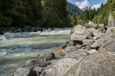 Fluss Sarca und Adamello-Gebirge, Genova-Tal, Trentino, Italien, Europa - RHPLF01895