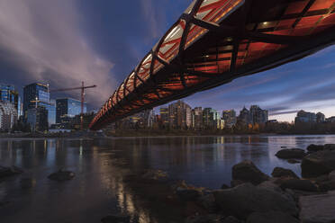 Calgary cityscape with Peace Bridge, Calgary, Alberta, Canada, North America - RHPLF01930