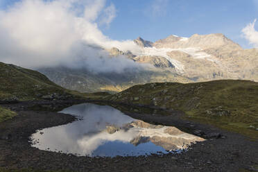 Piz Arlas, Cambrena, Caral spiegelt sich im Wasser, Berninapass, Poschiavo Tal, Engadin, Kanton Graubünden, Schweiz, Europa - RHPLF02105