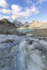 Gletscher am Fuss des Lej Lagrev, Silvaplana, Engadin, Kanton Graubünden, Schweiz, Europa - RHPLF02112