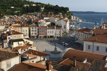 View from above of the Tartini Square, Piran, Slovenia, Europe - RHPLF02141
