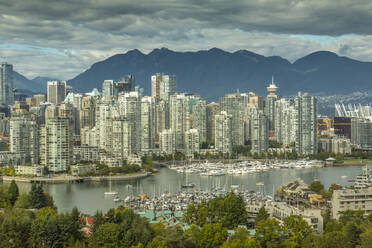 View of Vancouver skyline as viewed from Mount Pleasant District, Vancouver, British Columbia, Canada, North America - RHPLF02191