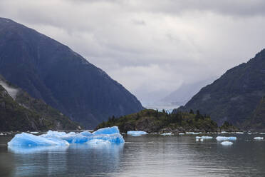 Blaue Eisberge und Gesicht des Sawyer-Gletschers, Bergkulisse, Stikine Icefield, Tracy Arm Fjord, Alaska, Vereinigte Staaten von Amerika, Nordamerika - RHPLF02238
