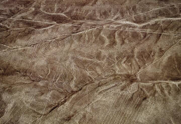 The Monkey Geoglyph, aerial view, Nazca, UNESCO World Heritage Site, Ica Region, Peru, South America - RHPLF02315