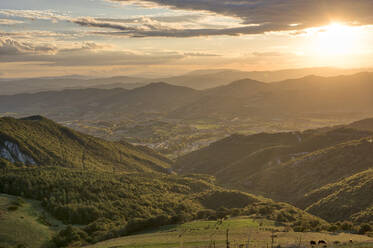 Apennines at sunset, Monte Cucco Park, Apennines, Umbria, Italy, Europe - RHPLF02527