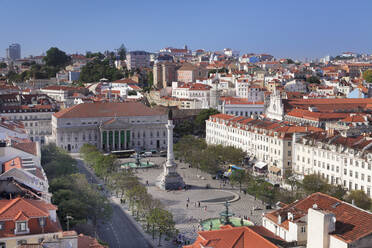 Rossio, Praca Dom Pedro IV, Nationaltheater Dona Maria II, Baixa, Lissabon, Portugal, Europa - RHPLF02586