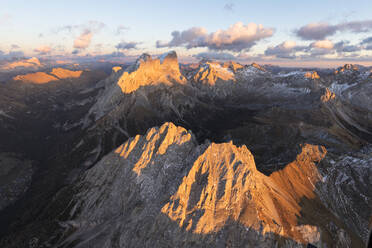 Aerial view of Colac, Gran Vernel and Marmolada, Dolomites, Trentino-Alto Adige, Italy, Europe - RHPLF02641