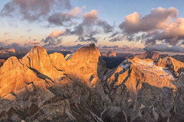 Aerial view of Marmolada, Gran Vernel, Sasso Vernale and Cima Ombretta, Dolomites, Trentino-Alto Adige, Italy, Europe - RHPLF02643