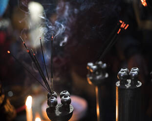 Incense burning at a Hindu temple in New Delhi, India, Asia - RHPLF02875