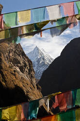 Mountain and prayer flags of Southern Tibet, Himalayas, China, Asia - RHPLF02924