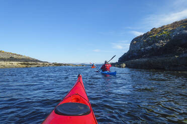 Sea kayaking around the Inner Hebrides, Scotland, United Kingdom, Europe - RHPLF02959