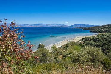 Blick über den Strand von Apraos, nördliches Korfu, Ionische Inseln, Griechische Inseln, Griechenland, Europa - RHPLF03062