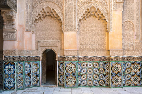 Ben Youssef Madrasa, Islamische Hochschule aus dem 16. Jahrhundert, UNESCO-Weltkulturerbe, Marrakesch, Marokko, Nordafrika, Afrika - RHPLF03076