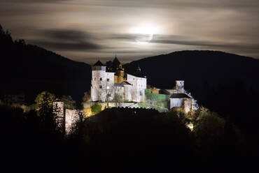 Vollmond auf Schloss Prosels, Schlern, Seiser Alm, Südtirol, Provinz Bozen, Italien, Europa - RHPLF03236