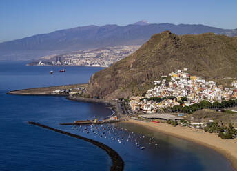 Strand Las Teresitas, Blick von oben, San Andres, Insel Teneriffa, Kanarische Inseln, Spanien, Atlantik, Europa - RHPLF03333