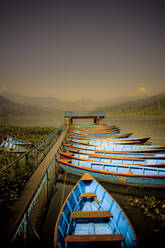 Boote im Hafen am Fewa-See, Pokhara, Nepal, Asien - RHPLF03373