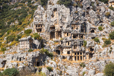 Myra Rock Tombs, ruins of the anceint necropolis, Demre, Antalya Province, Lycia, Anatolia, Turkey, Asia Minor, Eurasia - RHPLF03479