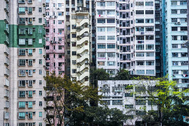 Flats in an apartment block, Hong Kong Island, Hong Kong, China, Asia - RHPLF03582