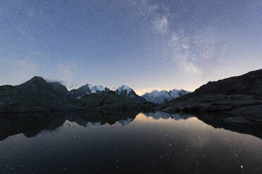 Milky Way on Piz Bernina, Fuorcla Surlej, Corvatsch, Engadine, Canton of Graubunden, Swiss Alps, Switzerland, Europe - RHPLF03718