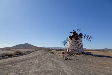 Molino de Tefia on the volcanic island of Fuerteventura, Canary Islands, Spain, Atlantic, Europe - RHPLF03934