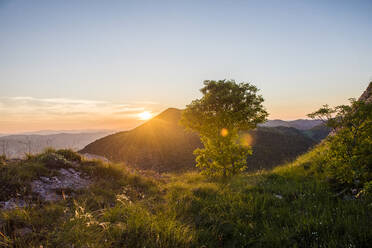 Sunset in spring, Gubbio, Umbria, Italy, Europe - RHPLF04161