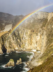 Sea cliffs 600m high against the Atlantic Ocean, Slieve League, County Donegal, Ulster, Republic of Ireland, Europe - RHPLF04195