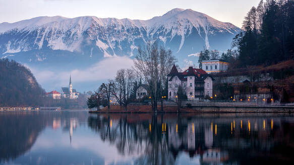 Lake Bled at sunrise, Bled, Slovenia, Europe - RHPLF04466