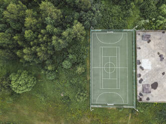 Luftaufnahme eines Fußballplatzes, Moskau, Russland - KNTF03064