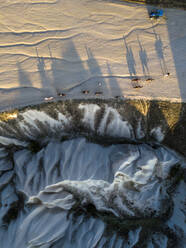 Aerial view of horses on road at Cappadocia, Turkey - KNTF03192