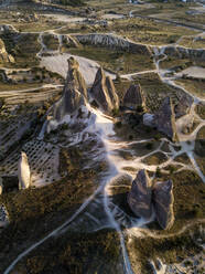 Aerial view of Dove complex monastery at Goreme National Park, Cappadocia, Turkey - KNTF03202