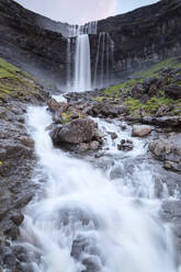 Fossa waterfall, Sunda municipality, Streymoy Island, Faroe Islands, Denmark, Europe - RHPLF04840